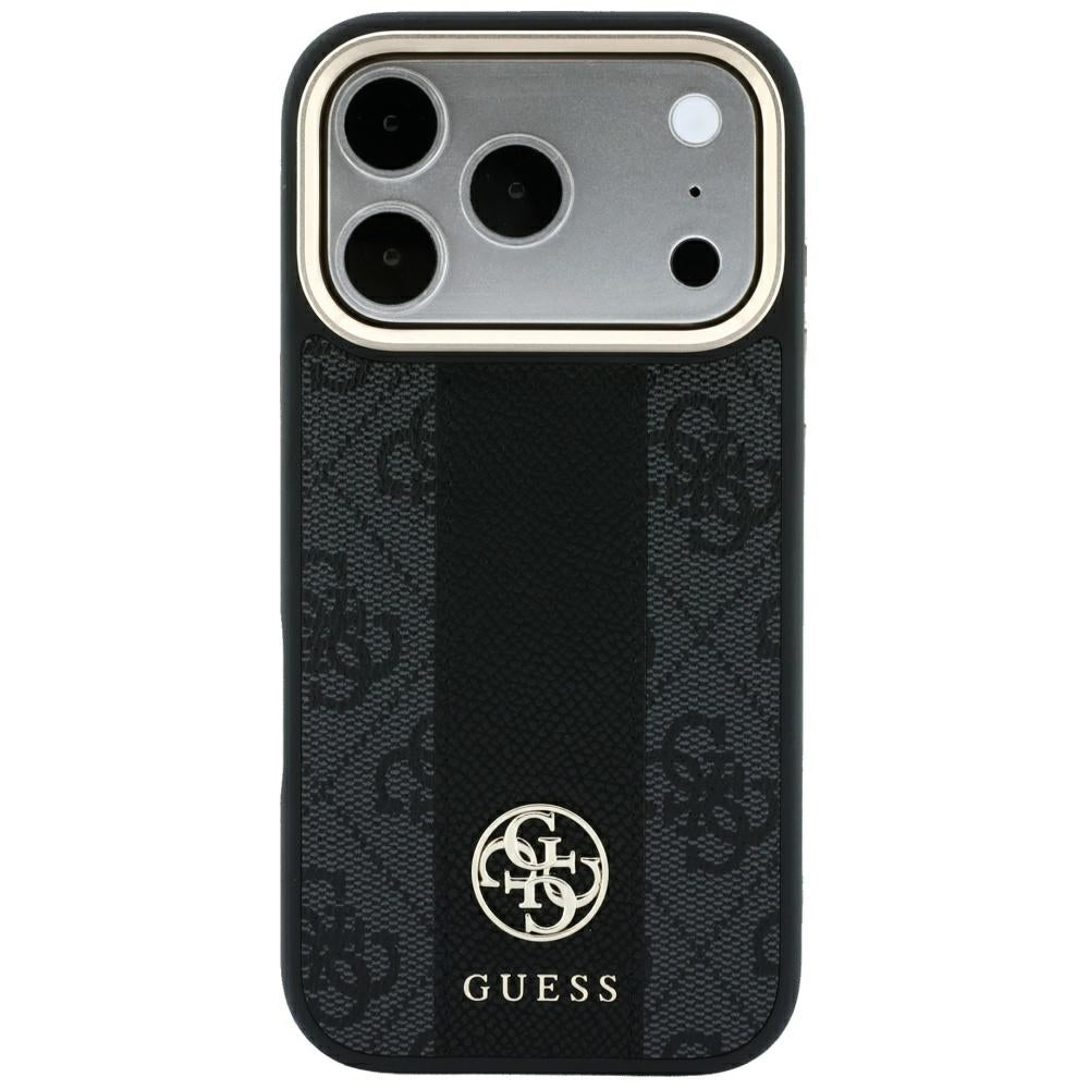 Capa MagSafe para Apple iPhone 18 Pro Max / 17 Pro Max, Guess, 4G Stripe Round Classic Logo, Preta