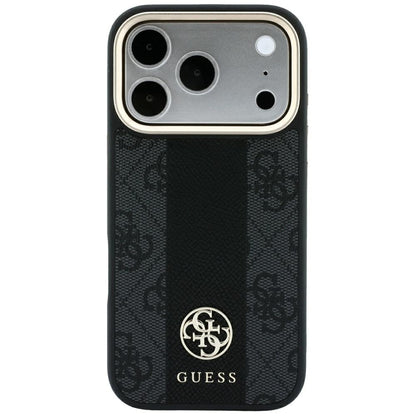 Capa MagSafe para Apple iPhone 18 Pro Max / 17 Pro Max, Guess, 4G Stripe Round Classic Logo, Preta