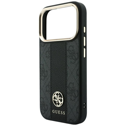 Capa MagSafe para Apple iPhone 18 Pro Max / 17 Pro Max, Guess, 4G Stripe Round Classic Logo, Preta