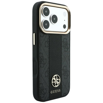Capa MagSafe para Apple iPhone 18 Pro Max / 17 Pro Max, Guess, 4G Stripe Round Classic Logo, Preta