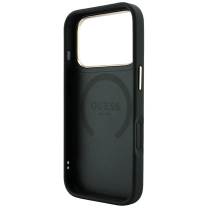 Capa MagSafe para Apple iPhone 18 Pro Max / 17 Pro Max, Guess, 4G Stripe Round Classic Logo, Preta