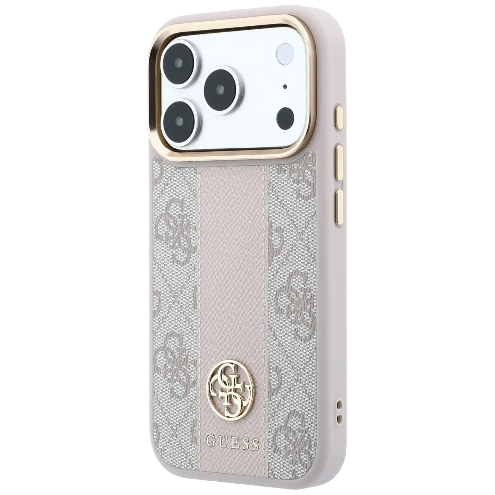 Capa MagSafe para Apple iPhone 18 Pro Max / 17 Pro Max, Guess, 4G Stripe Round Classic Logo, Rosa