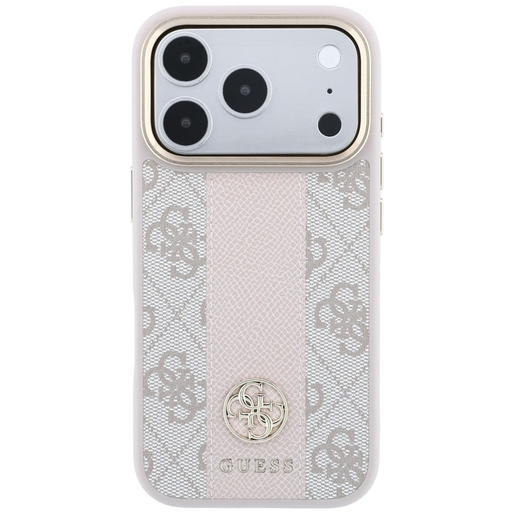Capa MagSafe para Apple iPhone 18 Pro Max / 17 Pro Max, Guess, 4G Stripe Round Classic Logo, Rosa