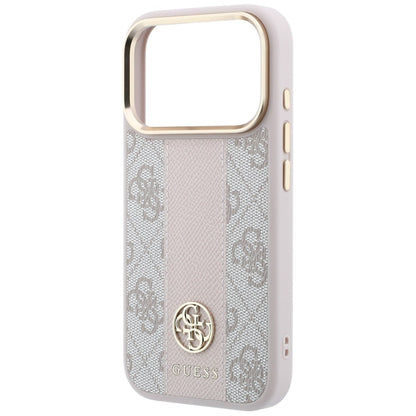 Capa MagSafe para Apple iPhone 18 Pro Max / 17 Pro Max, Guess, 4G Stripe Round Classic Logo, Rosa