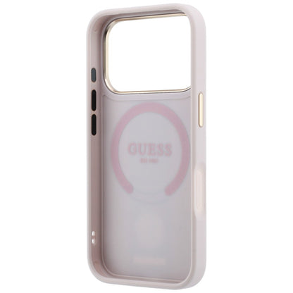 Capa MagSafe para Apple iPhone 18 Pro Max / 17 Pro Max, Guess, 4G Stripe Round Classic Logo, Rosa