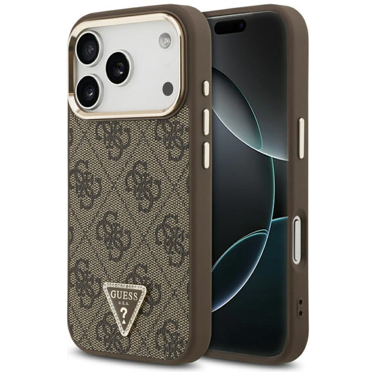 Capa MagSafe para Apple iPhone 18 Pro Max / 17 Pro Max, Guess, Logótipo Triângulo 4G, Castanha