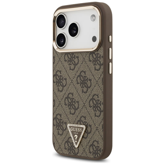 Capa MagSafe para Apple iPhone 18 Pro Max / 17 Pro Max, Guess, Logótipo Triângulo 4G, Castanha