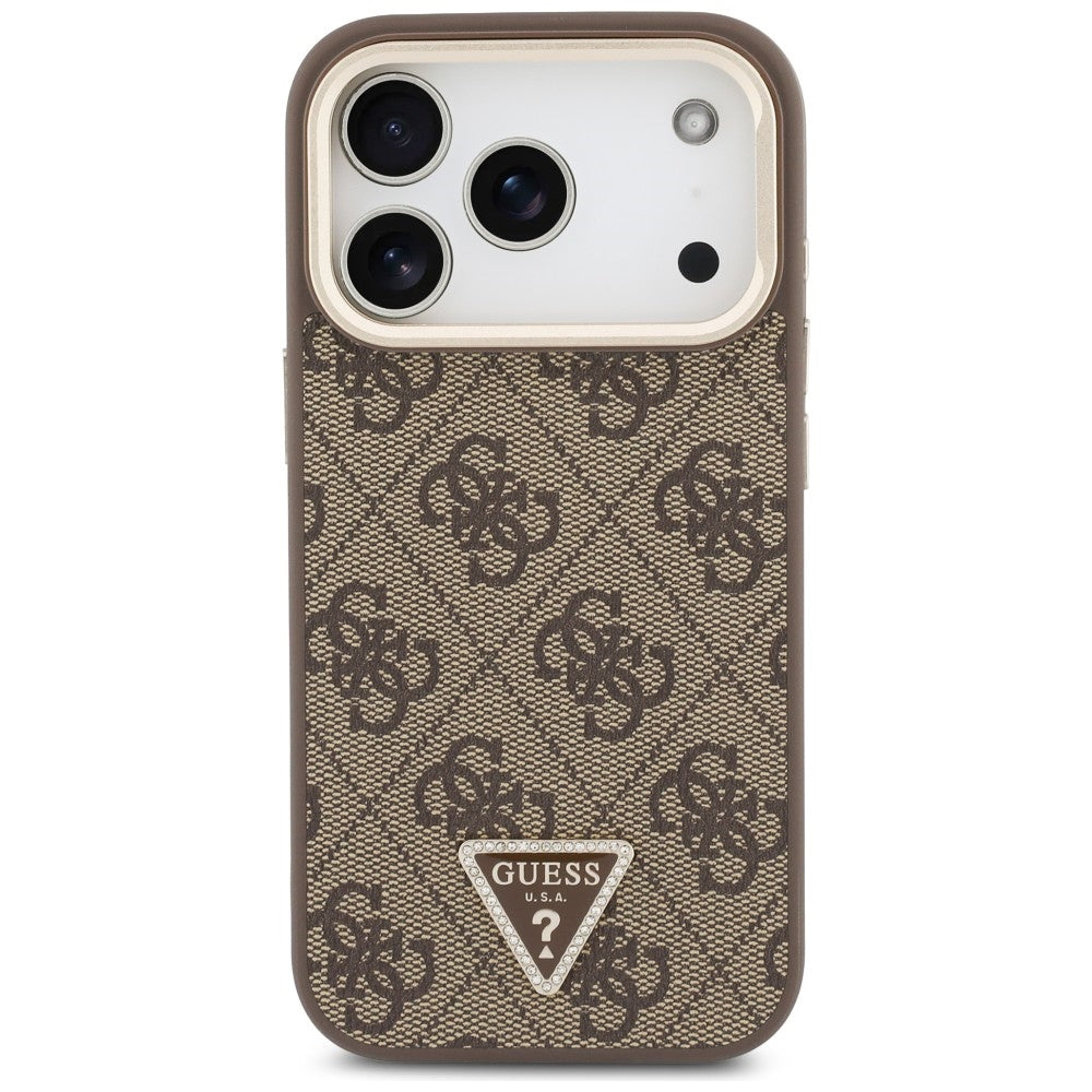 MagSafe Case for Apple iPhone 18 Pro Max / 17 Pro Max, Guess, 4G Triangle Logo & Camera Stand, Brown