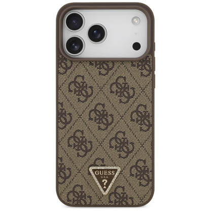 Capa MagSafe para Apple iPhone 18 Pro Max / 17 Pro Max, Guess, 4G Triangle Strass, Castanha