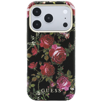 Capa MagSafe para Apple iPhone 18 Pro Max / 17 Pro Max, Guess, Blossom Roses Print, Preta