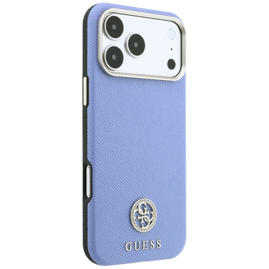 Capa MagSafe para Apple iPhone 18 Pro Max / 17 Pro Max, Guess, Logo Redondo com Strass Granulado, Azul
