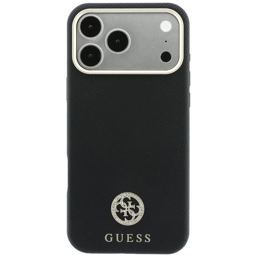 Capa MagSafe para Apple iPhone 18 Pro Max / 17 Pro Max, Guess, Logo Redondo com Strass Granulado, Preta