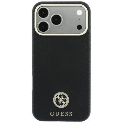 Capa MagSafe para Apple iPhone 18 Pro Max / 17 Pro Max, Guess, Logo Redondo com Strass Granulado, Preta