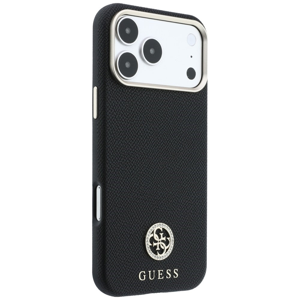 Capa MagSafe para Apple iPhone 18 Pro Max / 17 Pro Max, Guess, Logo Redondo com Strass Granulado, Preta