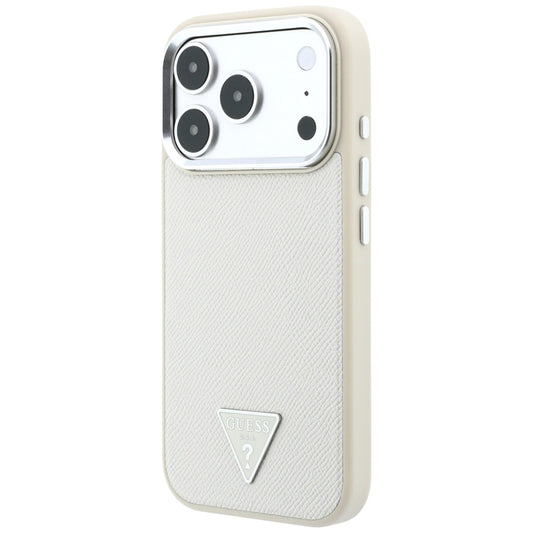Capa MagSafe para Apple iPhone 18 Pro Max / 17 Pro Max, Guess, Logótipo Triângulo Granulado, Bege