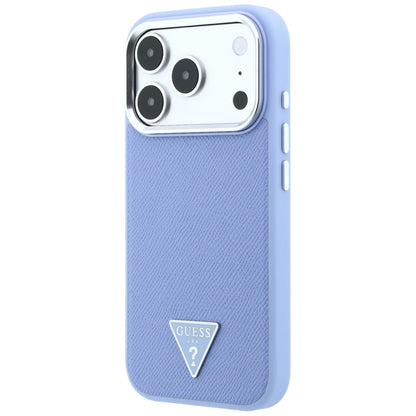 MagSafe Case for Apple iPhone 18 Pro Max / 17 Pro Max, Guess, Grained Triangle Logo, Blue
