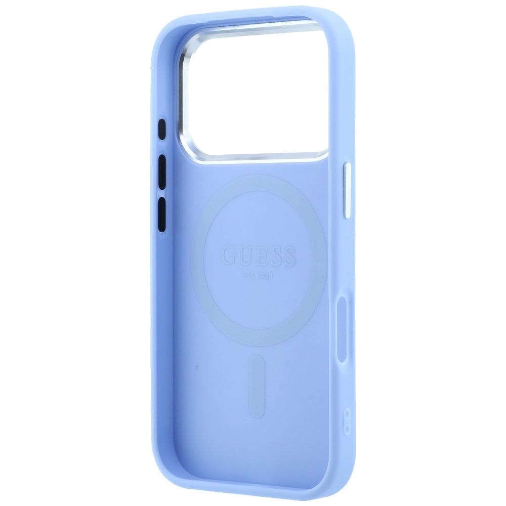 MagSafe Case for Apple iPhone 18 Pro Max / 17 Pro Max, Guess, Grained Triangle Logo, Blue