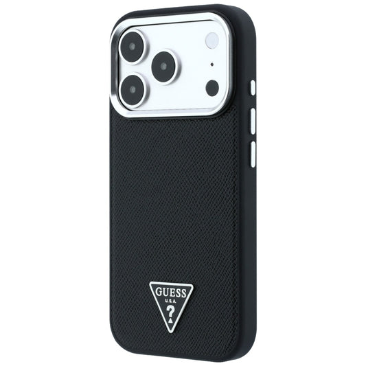Capa MagSafe para Apple iPhone 18 Pro Max / 17 Pro Max, Guess, Logótipo Triângulo Granulado, Preta