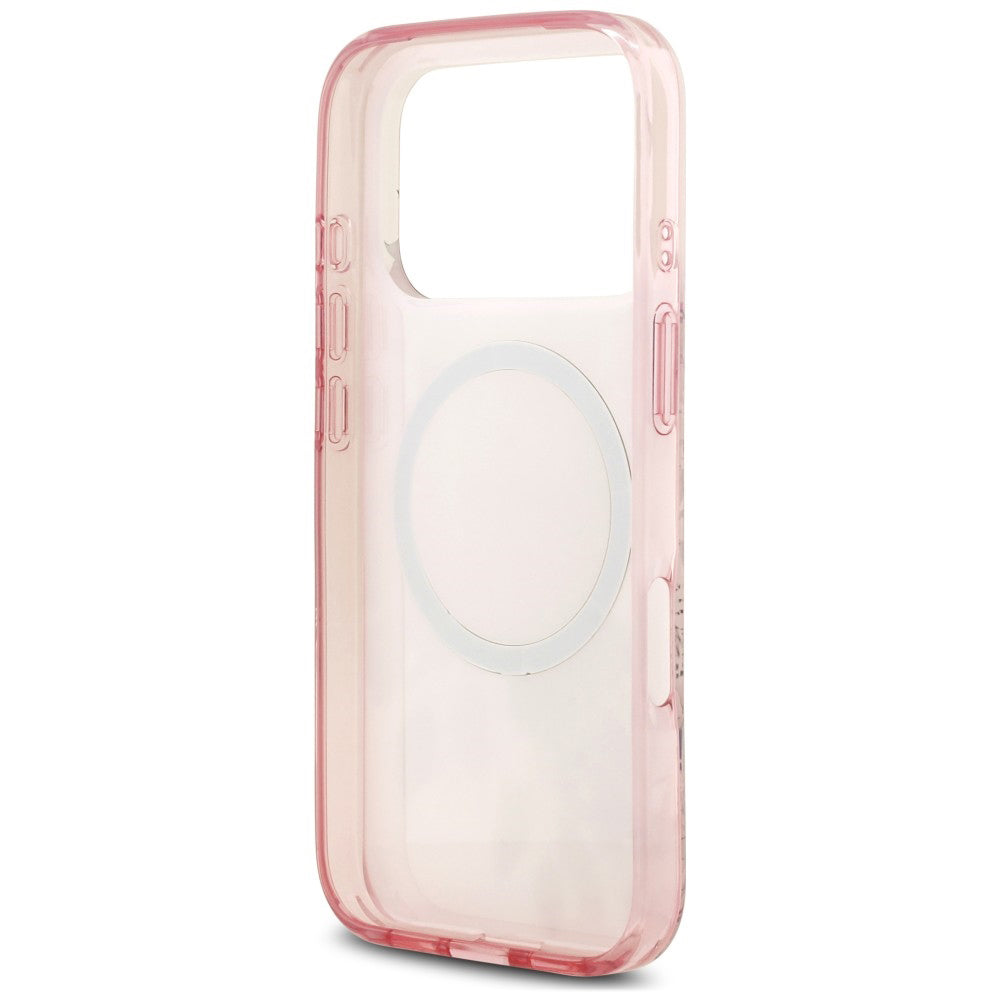 Capa MagSafe para Apple iPhone 18 Pro Max / 17 Pro Max, Guess, IML Flower & Tonal Circle, Rosa