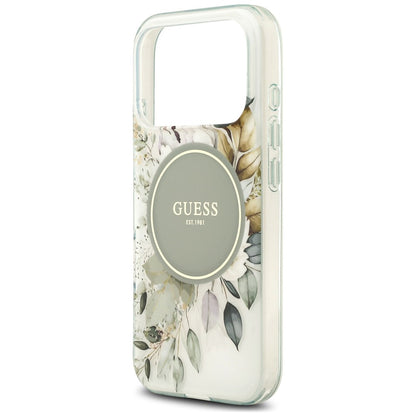 Capa MagSafe para Apple iPhone 18 Pro Max / 17 Pro Max, Guess, IML Flower & Tonal Circle, Verde