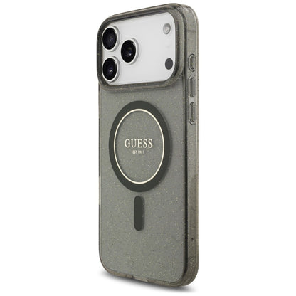 Capa MagSafe para Apple iPhone 18 Pro Max / 17 Pro Max, Guess, IML Glitter with Pearl Strap, Preta