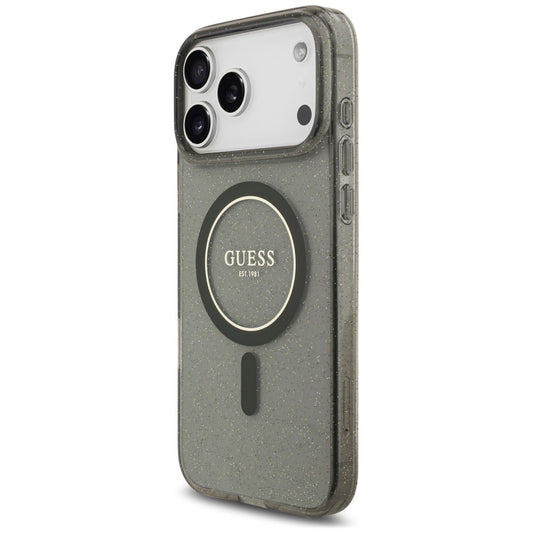 Capa MagSafe para Apple iPhone 18 Pro Max / 17 Pro Max, Guess, IML Glitter with Pearl Strap, Preta