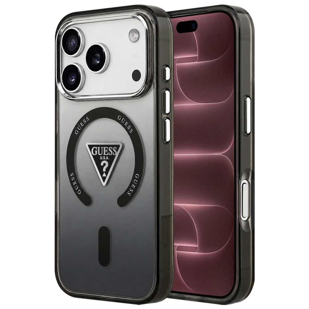 Capa MagSafe para Apple iPhone 18 Pro Max / 17 Pro Max, Guess, IML Gradient Triangle Logo, Preta
