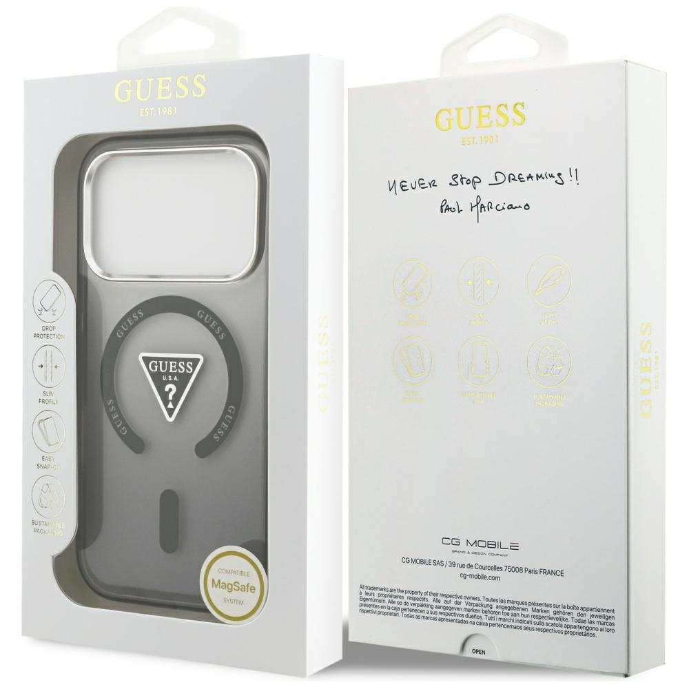 Capa MagSafe para Apple iPhone 18 Pro Max / 17 Pro Max, Guess, IML Gradient Triangle Logo, Preta