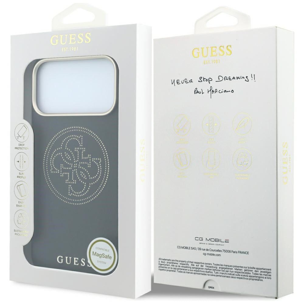 Capa MagSafe para Apple iPhone 18 Pro Max / 17 Pro Max, Guess, Perfurada 4G, Preta