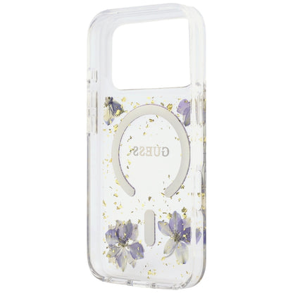 Capa MagSafe para Apple iPhone 18 Pro Max / 17 Pro Max, Guess, Flores de Resina e Glitter, Roxo