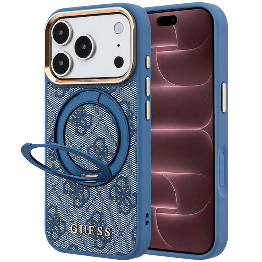 Capa MagSafe para Apple iPhone 18 Pro Max / 17 Pro Max, Guess, Ring Stand 360 4G Classic Logo, Azul