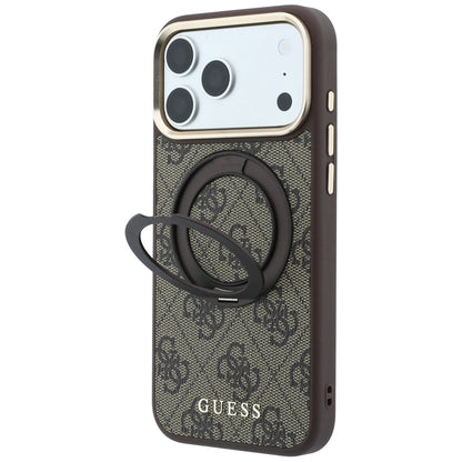 Capa MagSafe para Apple iPhone 18 Pro Max / 17 Pro Max, Guess, Ring Stand 360 4G Classic Logo, Castanha