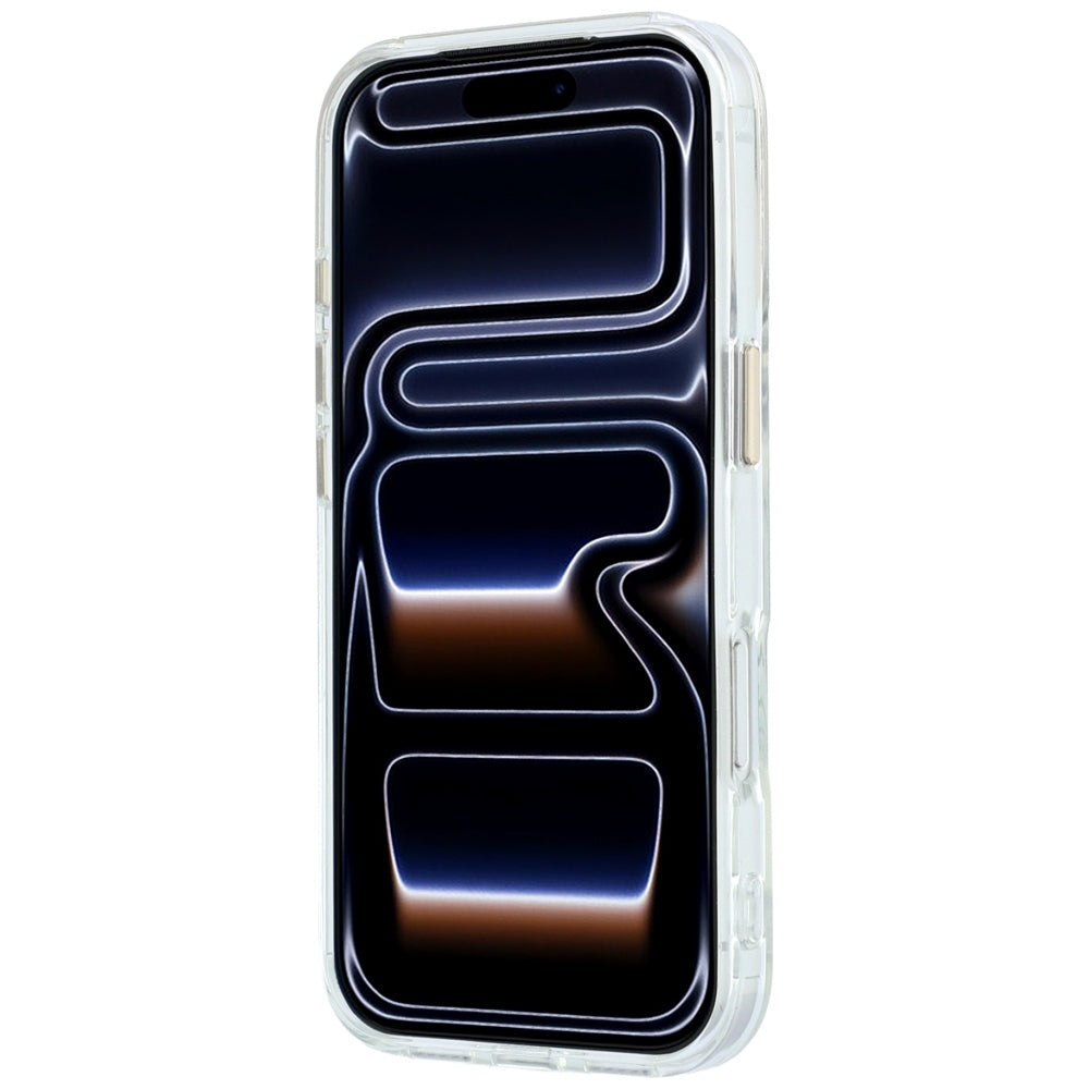 Capa MagSafe para Apple iPhone 18 Pro Max / 17 Pro Max, Guess, Suporte Anelar Script Metal Logo, Transparente