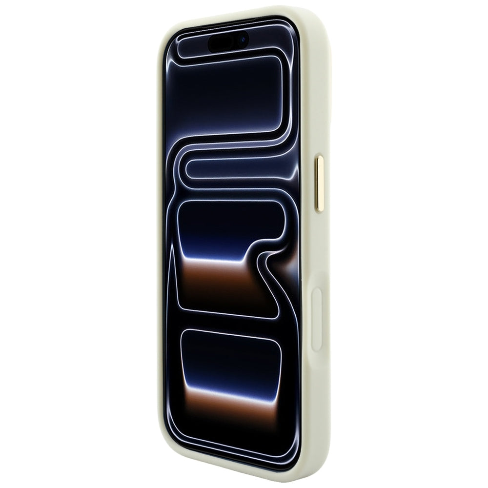 Capa MagSafe para Apple iPhone 18 Pro Max / 17 Pro Max, Guess, Saffiano Peony Hot Stamp, Bege