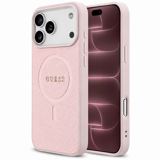 Capa MagSafe para Apple iPhone 18 Pro Max / 17 Pro Max, Guess, Saffiano, Rosa