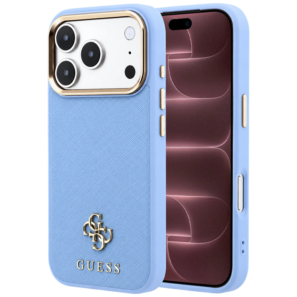 Capa MagSafe para Apple iPhone 18 Pro Max / 17 Pro Max, Guess, Saffiano Small 4G Classic, Azul