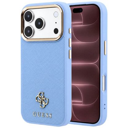 Capa MagSafe para Apple iPhone 18 Pro Max / 17 Pro Max, Guess, Saffiano Small 4G Classic, Azul