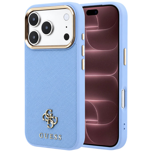 Capa MagSafe para Apple iPhone 18 Pro Max / 17 Pro Max, Guess, Saffiano Small 4G Classic, Azul