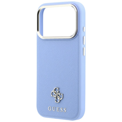 Capa MagSafe para Apple iPhone 18 Pro Max / 17 Pro Max, Guess, Saffiano Small 4G Classic, Azul
