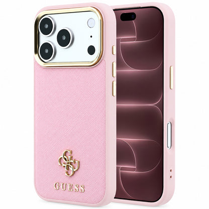 Capa MagSafe para Apple iPhone 18 Pro Max / 17 Pro Max, Guess, Saffiano Small 4G Classic, Rosa