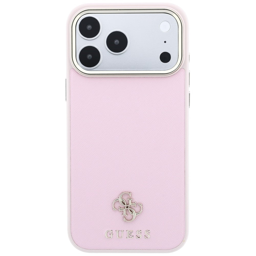 Capa MagSafe para Apple iPhone 18 Pro Max / 17 Pro Max, Guess, Saffiano Small 4G Classic, Rosa