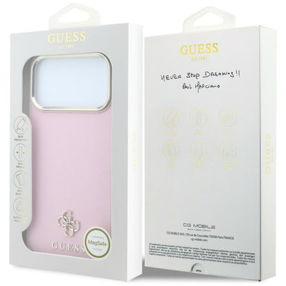 Capa MagSafe para Apple iPhone 18 Pro Max / 17 Pro Max, Guess, Saffiano Small 4G Classic, Rosa