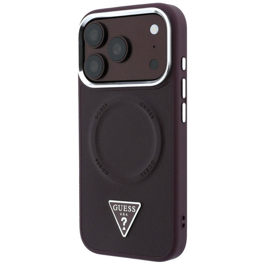 Capa MagSafe para Apple iPhone 18 Pro Max / 17 Pro Max, Guess, Triangle Logo, cor de vinho
