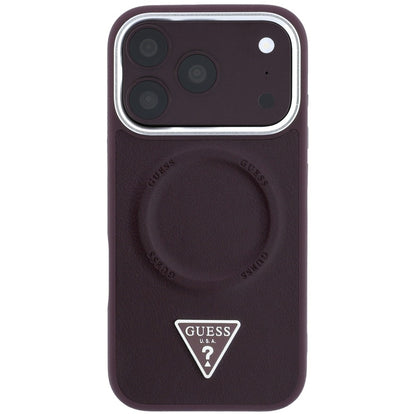 Capa MagSafe para Apple iPhone 18 Pro Max / 17 Pro Max, Guess, Triangle Logo, cor de vinho