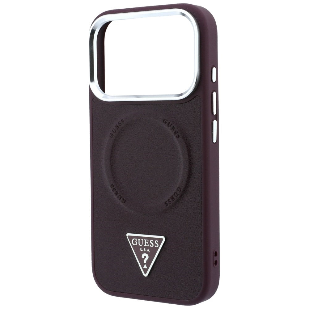 Capa MagSafe para Apple iPhone 18 Pro Max / 17 Pro Max, Guess, Triangle Logo, cor de vinho