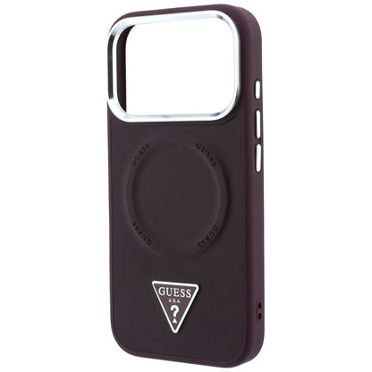 Capa MagSafe para Apple iPhone 18 Pro Max / 17 Pro Max, Guess, Triangle Logo, cor de vinho