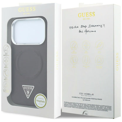 Capa MagSafe para Apple iPhone 18 Pro Max / 17 Pro Max, Guess, Triangle Logo, cor de vinho