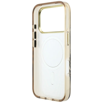 Capa MagSafe para Apple iPhone 18 Pro Max / 17 Pro Max, Guess, Logo Triângulo Glitter Zebra, Dourada