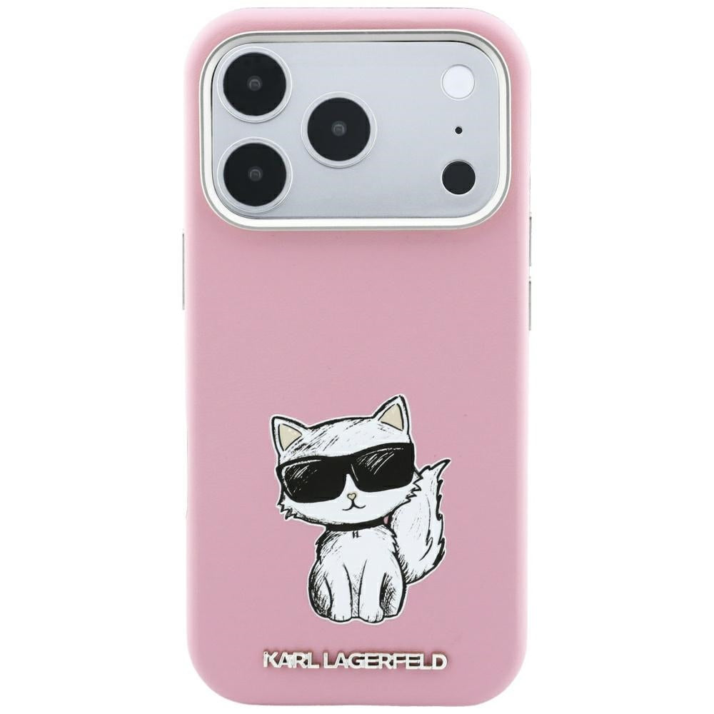 Capa MagSafe para Apple iPhone 18 Pro Max / 17 Pro Max, Karl Lagerfeld, Choupette Sketch, Rosa