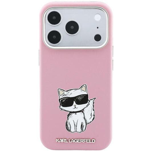 Capa MagSafe para Apple iPhone 18 Pro Max / 17 Pro Max, Karl Lagerfeld, Choupette Sketch, Rosa
